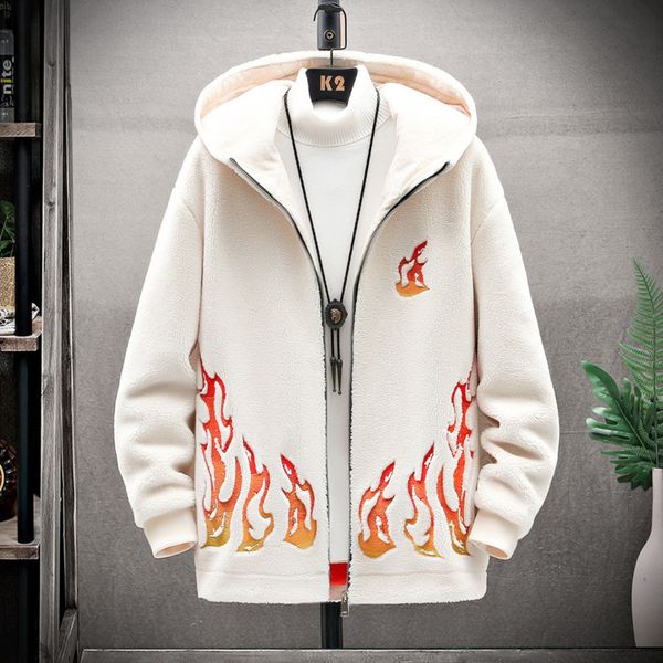 

2021 autumn and winter wool cardigan sweater cotton padded men's loose casual warm lamb granular cashmere et, Black