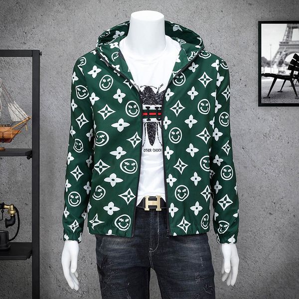

Fashion Jacket Men's Large Spring and Autumn Simple Casual Printed, Black-hf jacket-8895