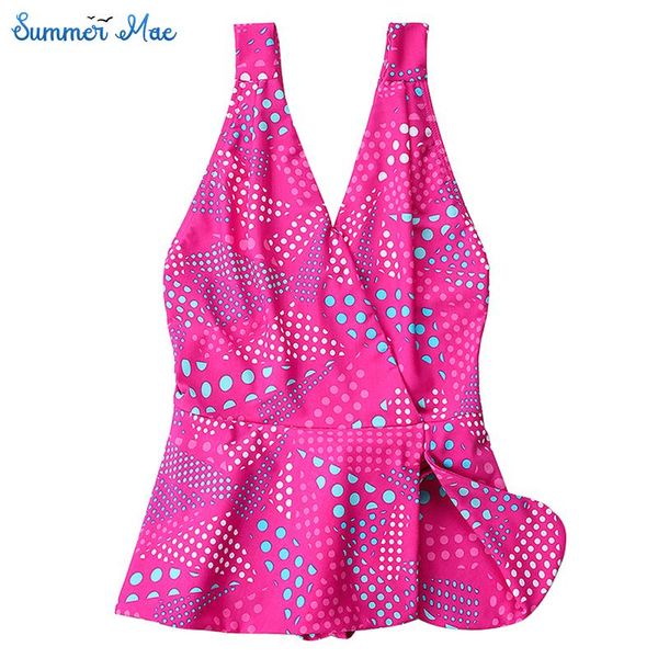 

one-piece suits summer mae toddler girls swimdress irregular polka dot split skirt bathing suit