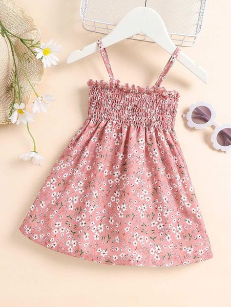 

baby ditsy floral shirred cami dress she, Red;yellow