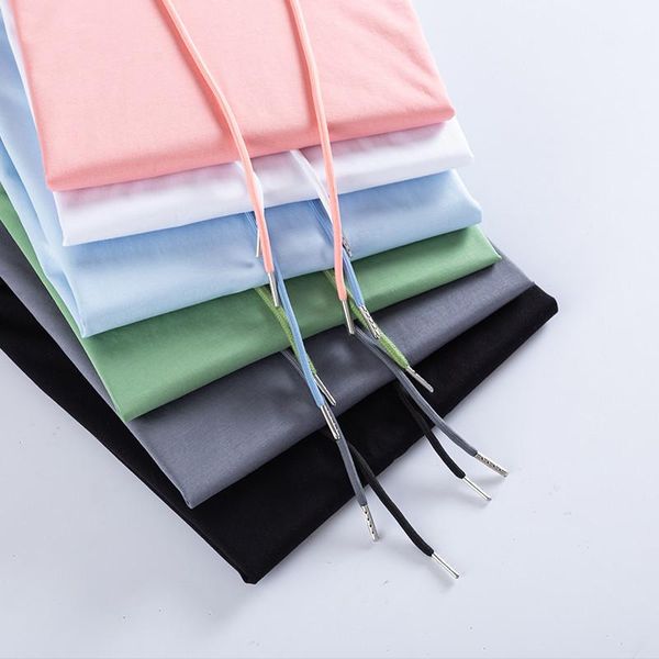 

women's t-shirt hooded drawstring thin sweater bottoming shirt outer wear, White