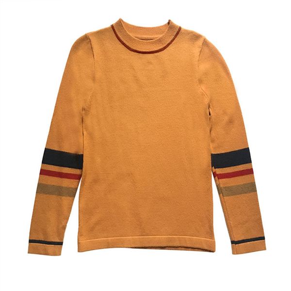

korean women's long sved sweater, tight sweater with color panel, round neck, university style, autumn, new, 2019, White;black
