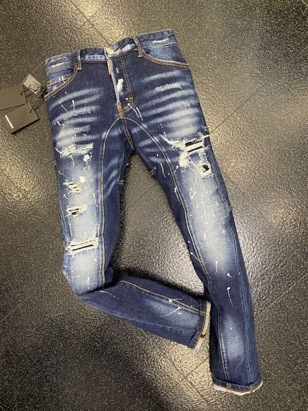

ss22 highend men jeans a512 fit skinny button fly micro-stretch denim biker desinger make shabby holes straight pant, Blue