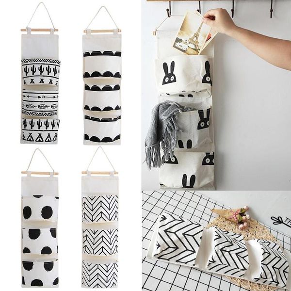 

storage boxes & bins wall hanging bag, waterproof over the door closet organizer linen farbric pocket 3 pockets