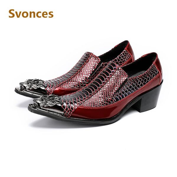 

dress shoes zapatillas hombre genuine leather mens wine red serpentine metal pointed toe laofers luxury designer dressing brand, Black