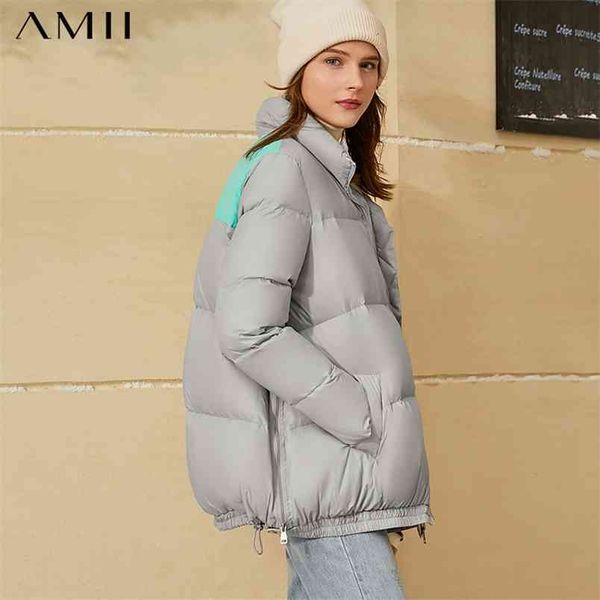

minimalism down jacket female winter fashion coat women patchwork stand collar 90%white duck women's 12030384 210527, Black