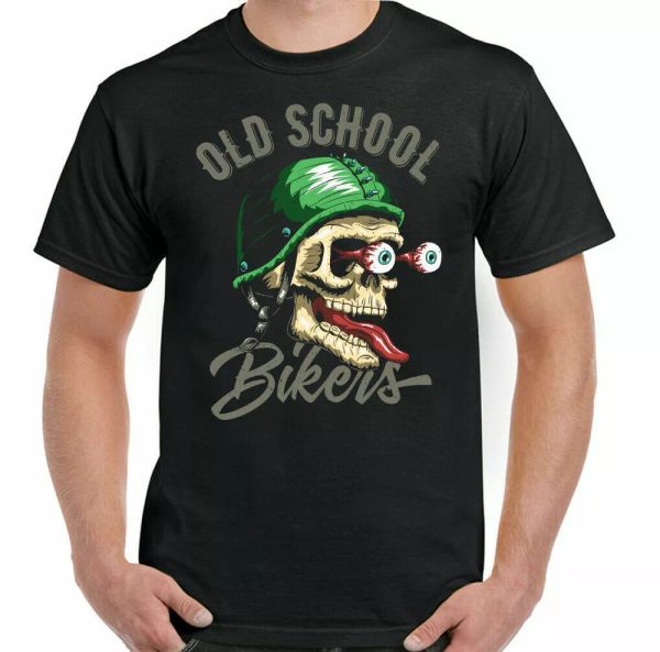 

old school biker who man funny bike t-shirt cafe racer chopper, White;black