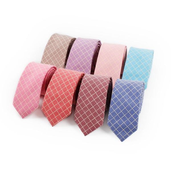 

6cm mens ties cotton plaid necktie gift wedding party casual gravatas fashion formal tie custom logo neck, Blue;purple