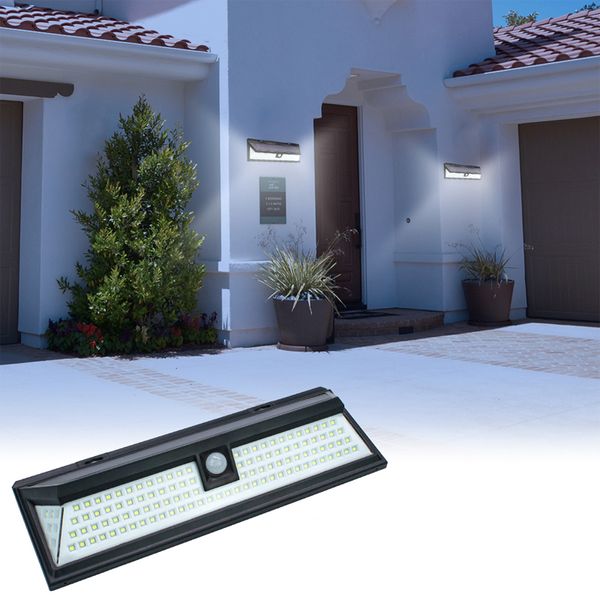 Luzes solares de parede solar externo 118 LED com sensor de movimento amplo angular à prova d'água luzes de segurança para o pátio de garagem iluminação