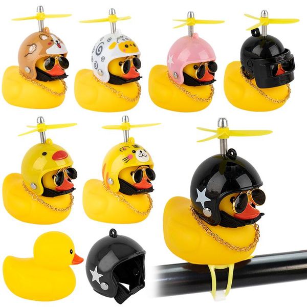 

bike horns small yellow duck bicycle bell luminous airscrew helmet ducky wind motor riding cycling lights horn