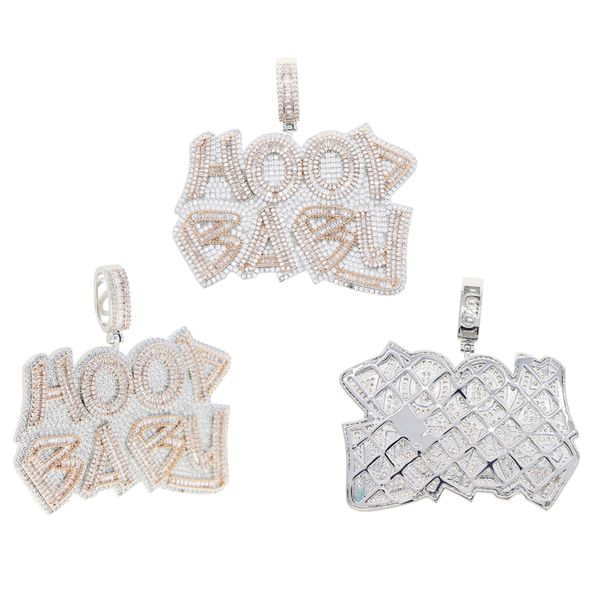 

5a cubic zirconia cz iced out bling hip hop men jewelry two tone gold color full paved baby pendant necklace, Silver