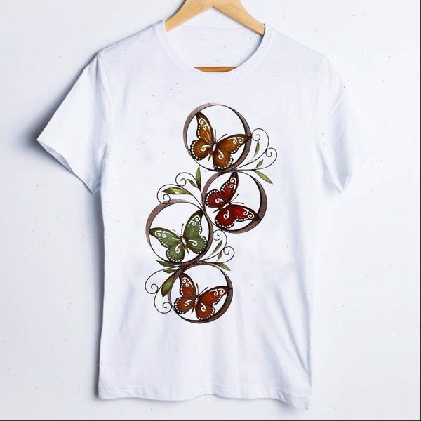 

women t shirt tees for print printing aesthetic butterfly kawaii 90s trend ladies clothes lady clothing female, White