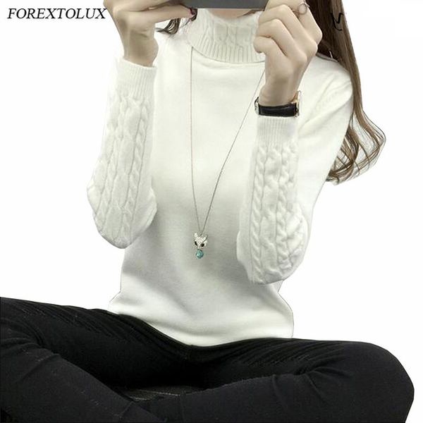 

women's sweaters forextolux 2021 winter autumn warm women turtleneck solid knit long sleeve beige female stretchy knitted green jumper, White;black