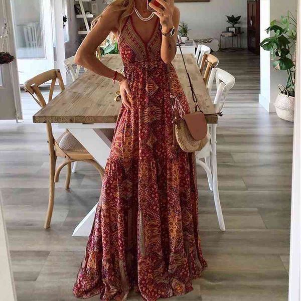 

v neck sling floral long women dresses sleeveless bohemian beach fashion, Black;gray