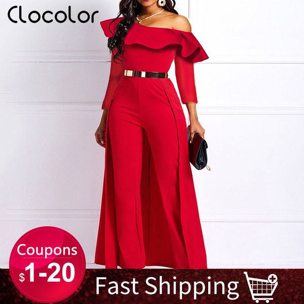 

2021 wide legs jumpsuits for women one shoulder long sleeve casual elegant femme party swallowtail overalls long jumpsuits, Black;white