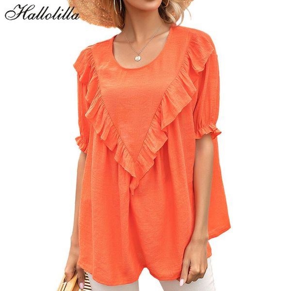 

women's t-shirt fashion t shirt women camisetas mujer camiseta feminina plus size tee haut femme ruffles solid v-neck, White
