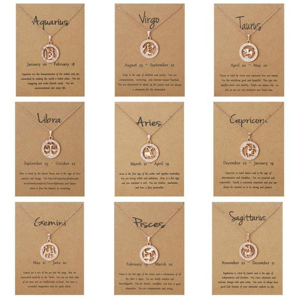 

12 zodiac sign constellations pendants necklaces for women men silver gold male jewelry fashion birthday gifts