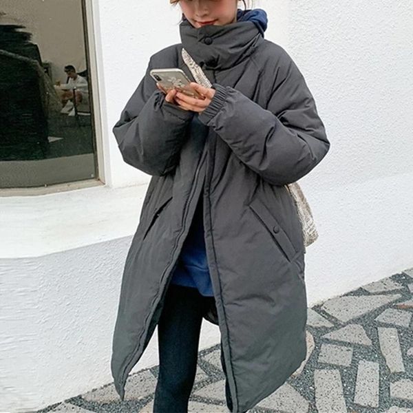 

women's down & parkas women winter long jacket stand collar puffer coat thick warm female cotton jackets casual oversized outwear, Black