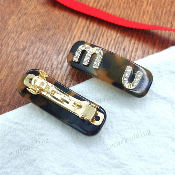 

leopard print barrettes full drill hairpin simple cute letter hair clip luxury metal hairs pin for womens gift, Golden;silver