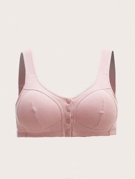 

plus button front bralette 32hw#, Black;white