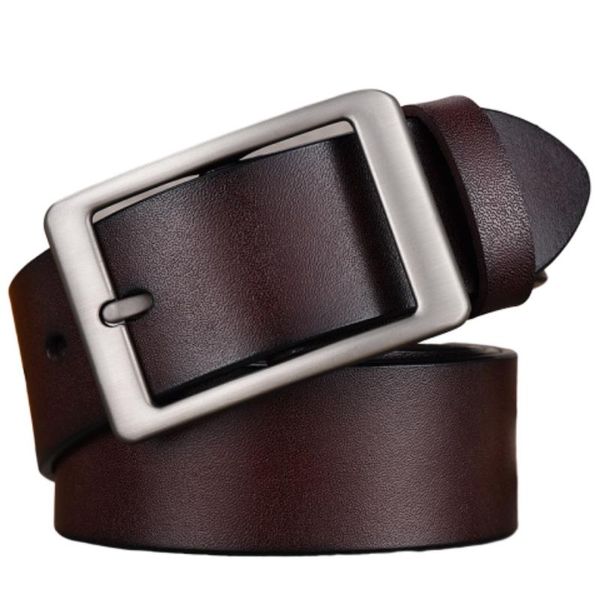

men leather fashion business retro punk belt alloy pin buckle men's youth jeans wild luxury strap belts, Black;brown