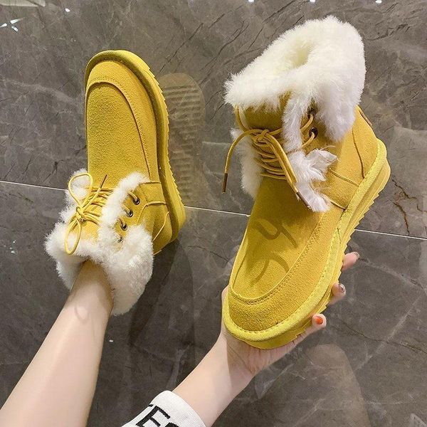 

boots oraqwlj ankle women winter 2021 lace-up keep warm snow female comfortable ladies, Black