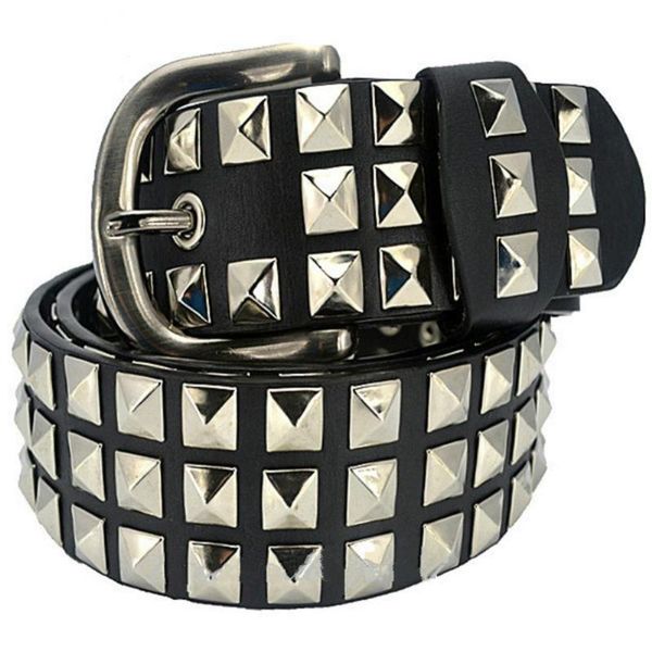 

women men rivet studded belt vintage faux leather pin buckle hip hop waistband strap punk rock belts, Black;brown