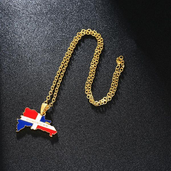 

chains stainless steel trendy enamel the dominican republic map pendant necklace of chain jewelry, Silver