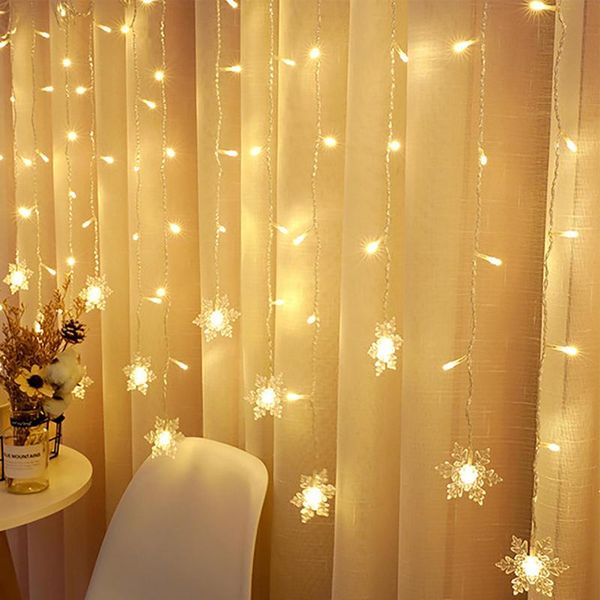 

3.5m 96 lights led curtain light outdoor christmas ac220v snowflake string waterproof party holiday decor uk strings