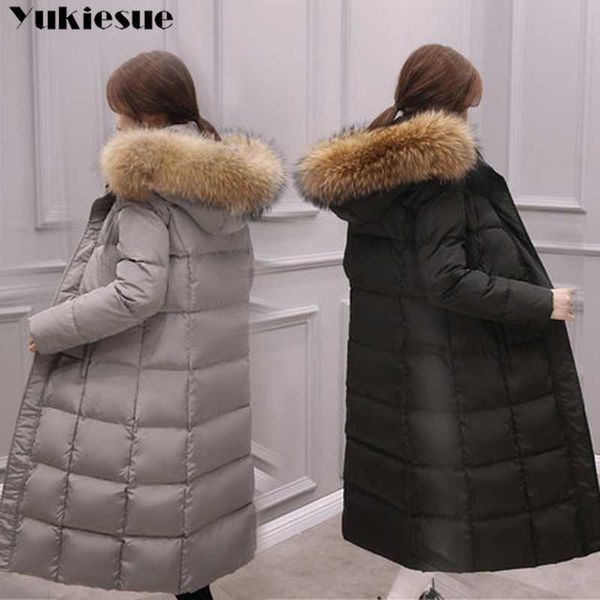

with fur hooded woman winter jacket women's coat plus size 3xl padded long parka outwear for women jaquata feminina inverno 210608, Black