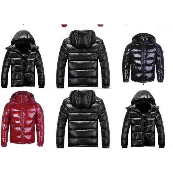 

french designer down jacket 85% goose shiny plump men armband hooded women's parker warm coat black red and blue three color s-3xl size