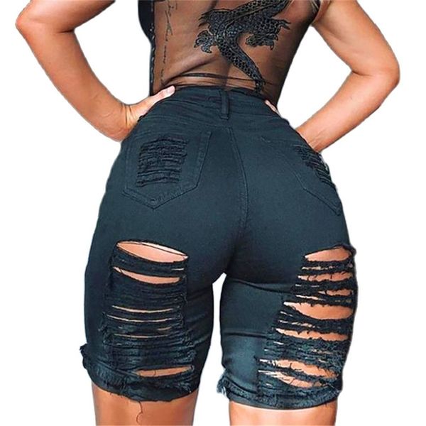 Sexy zerrissene Denim-Shorts für Damen, elastisch, zerstörtes Loch, Jeanshorts, kurze Hosen, lässige Jeans, kurz 210625