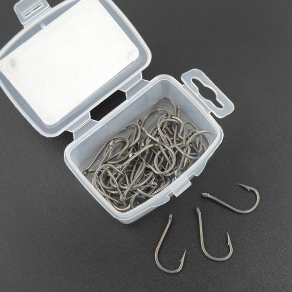 

fishing hooks fish hook steel single barbed with plastic box high carbon set