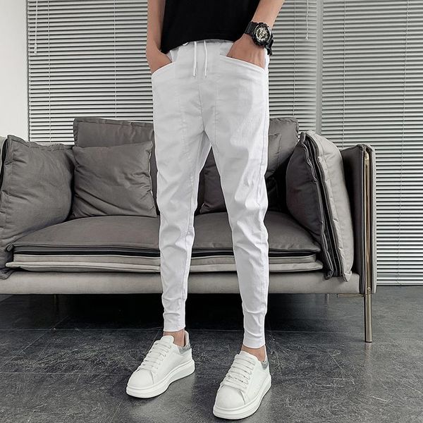 

summer men harem pants fashionslim fit hip hop casual all match streetwear joggers clothing sports men's, Black
