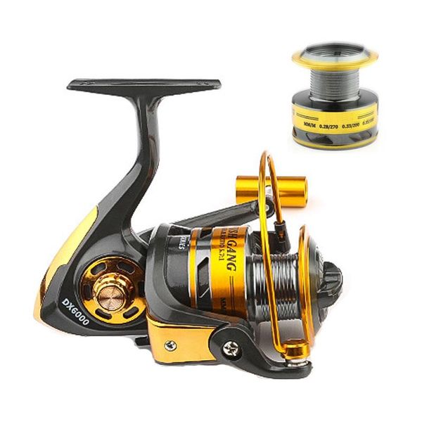 

double spool 1000-6000 wheel metal spinning fishing reel 5.7:1 14 bearing balls left/right hand baitcasting reels