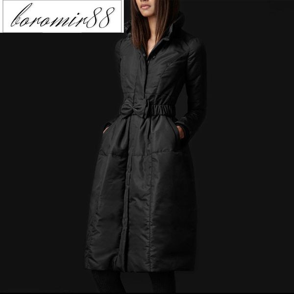 

meiban large thickened slim fit black knee length down jacket women's winter