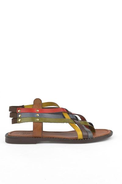 

sandals women's brown genuine leather 111354 105, Black
