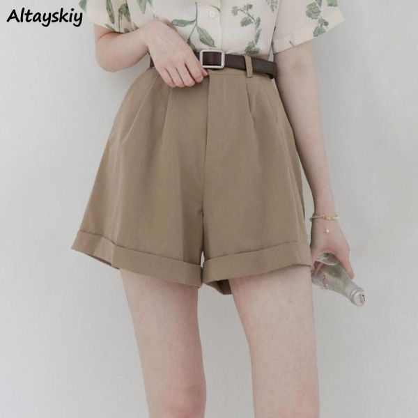 

women's shorts women summer daily solid simple all-match minimalist loose soft chic leisure students ulzzang high waist tender vintage, White;black