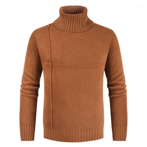 

men's sweaters 2021 arrival stripe turtleneck sweater winter cotton blend large pullover solid color slim casual man clothes1, White;black
