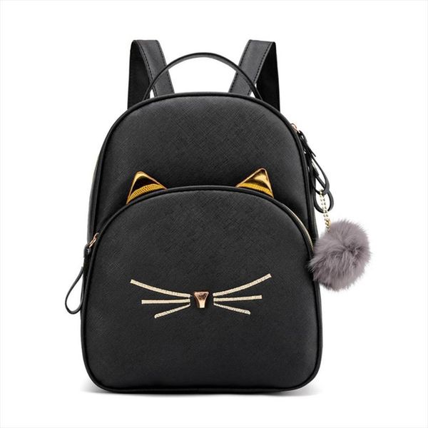 

teenagers backpack pu leather school bags girl cartoon cat square satchel light small shoulder preppy style bolso femenino
