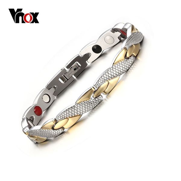 

vnox twisted healthy bracelet for women men power therapy bracelets bangles 7.3" jewelry, Golden;silver