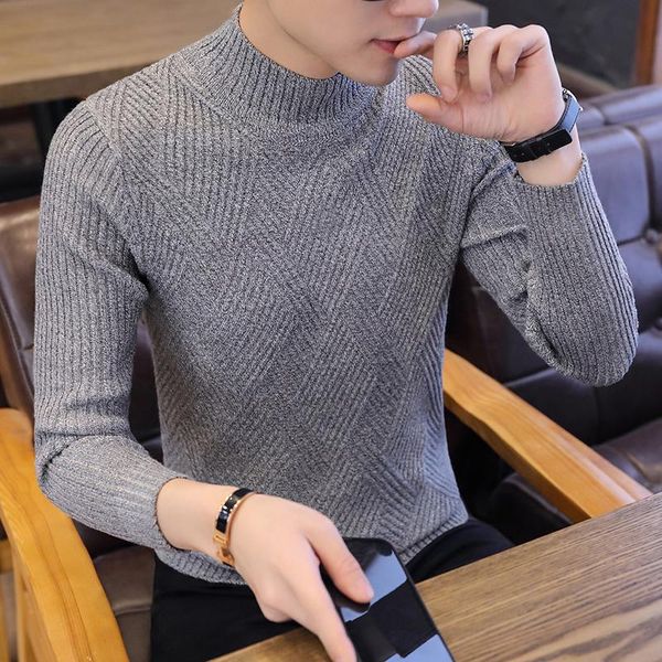 

autumn leisure casual men's sweater o-neck striped slim fit knittwear mens sweaters pullovers pullover men pull homme -2xl, White;black