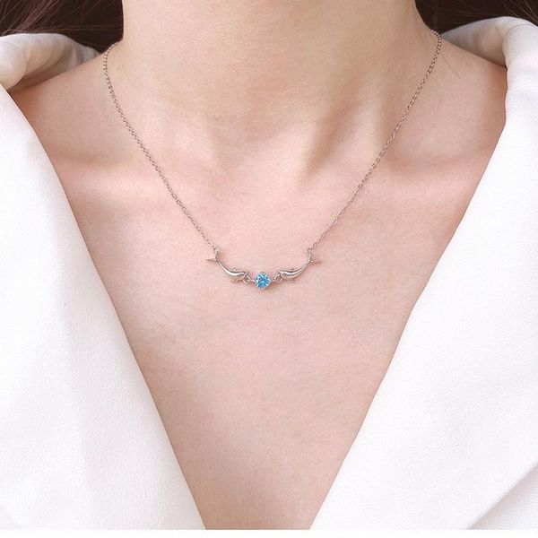 

pendant necklaces shiny crystal zircon dolphin dancing necklace for women moon christmas elk charm clavicle chain party jewelry, Silver