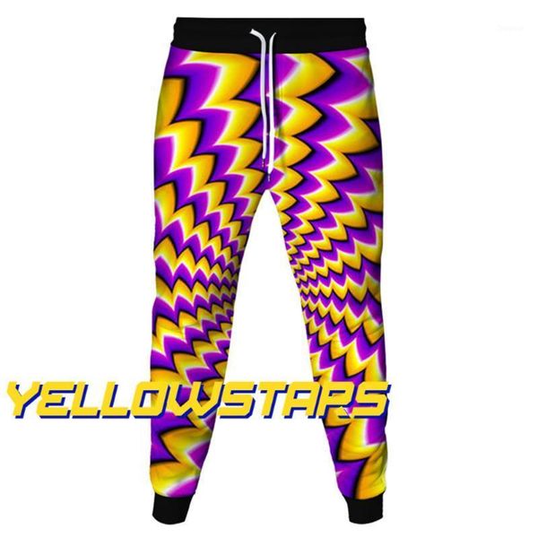 

men's pants fashion 3d sweatpants purple wave stripe print street, Black