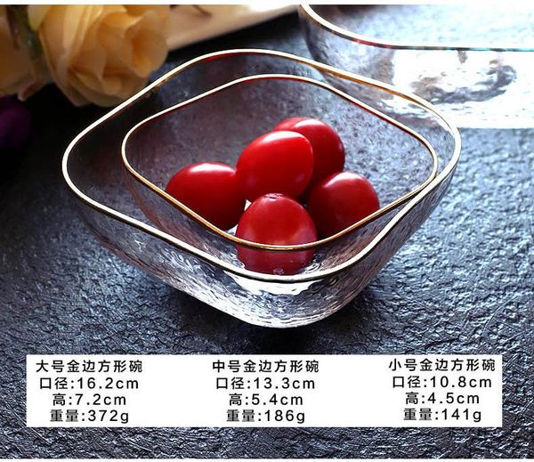 

ins creative tableware phnom penh bowl crystal glass set square japanese salad rice vegetables dessert dishes dinnerware sets