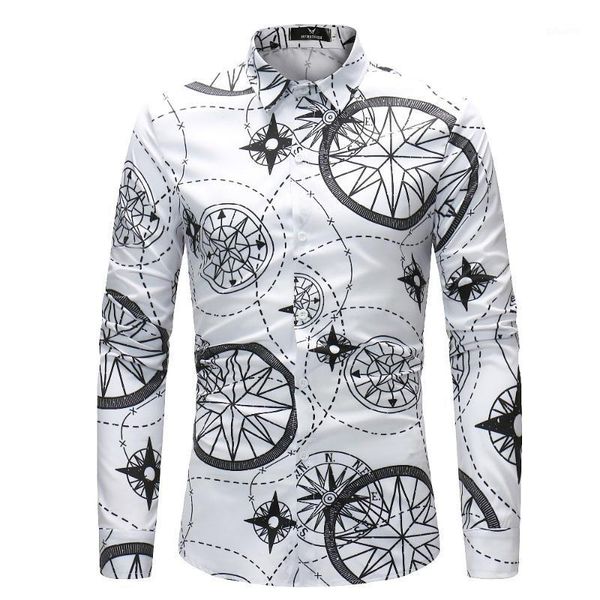 

mens 3d printed floral shirts long sleeve arrival turn down collar casual slim fit plus size -4xl men's, White;black