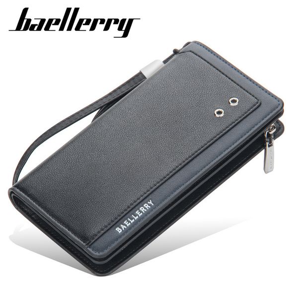 

baellerry men's new long wallet multi card zipper business handbag, Red;black