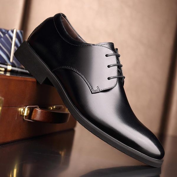 

dress shoes quality british leather men's business extra size 38-48 soft man, Black
