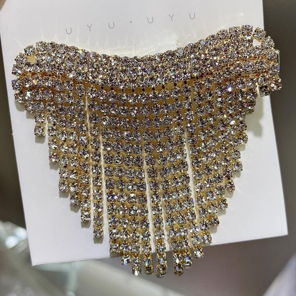 

hair clips & barrettes mogaku shiny crystal barrette fashion tassel jewelry rhinestone clip for women hairpins elegant headwear accessories, Golden;silver
