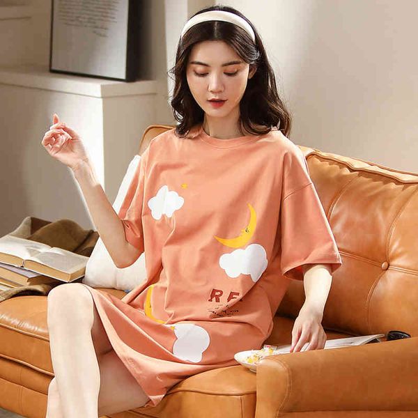 

sleepwear summer cartoon cotton night women nightgown korean plus size loose sleepwear nightwear kawaii home female, Black;red